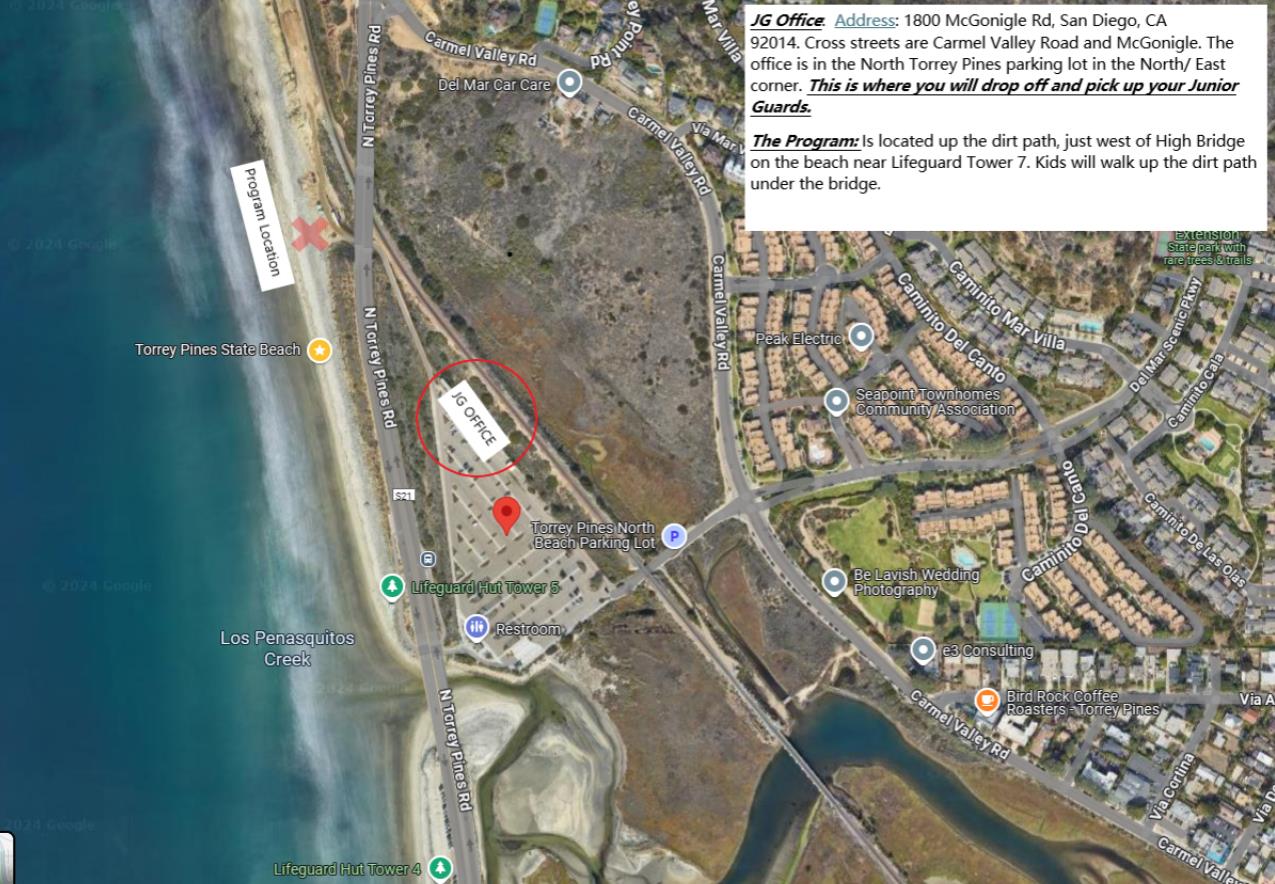 Torrey Pines SB JR Lifeguards Area Map